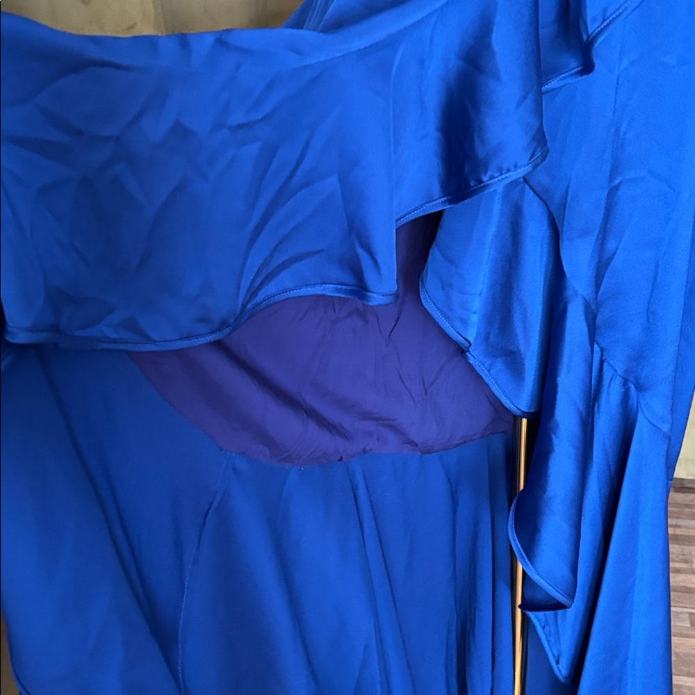 Azulu Cobalt Blue Ruffled wrap maxi Dress, S - Picture 6 of 8